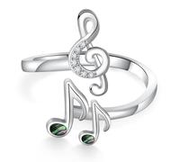 Peireara Musical Note Ring, 925 Sterling Silver Music Ring Treble Clef Open Ring Music Jewelry Gifts for Women Music Lovers