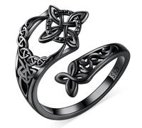 Peireara Nudo de Bruja Plata 925 Sterling Silver Celtic Witch Knot Ring for Women, 7, Sterling Silver, No Gemstone