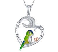 Peireara Parrot Pendant Necklace for Women,925 Sterling Silver Created Cubic Zirconia Heart Robin Bird Necklaces,Anniversary Birthday Jewelry Gift for Girls Mom Daughter, Gemstone, Cubic Zirconia