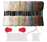 Peirich 32 Skeins Black to White Gradient Grey Brown Embroidery Floss, Cross Stitch Threads Friendship Bracelets Floss with 12 Floss Bobbins, 2 Embroidery Needles and Needle Threader