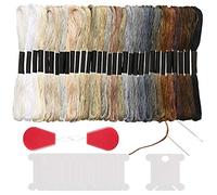 Peirich 32 Skeins Black to White Gradient Grey Brown Embroidery Floss, Cross Stitch Threads Friendship Bracelets Floss with 6 Floss Bobbins, 2 Embroidery Needles and Needle Threader