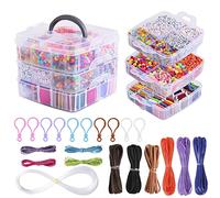 Peirich Jewelry Making Bead Kits, Includes 44 Colors Embroidery Floss with 3-Tier Organizer Storage Box with Threads, Over 4900 Beads for Friendship Bracelets, Jewelry Making Christmas Birthday Gift