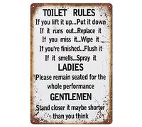 PEI's Funny Toilet Rules Tin Sign, Vintage Style, Metal Signage, 8x12 Inches