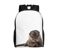 PEIXEN Cute Animal Otter Backpack Shoulder Bag Lightweight Laptop Bag Large Capacity Travel Bag Casual Daypack For Women Men, Black, One Size, Daypack Backpacks