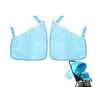 Peixiong 2 Pack Side Sling Cargo Stroller Net, Universal Stroller Organizer Bag, Non-Slip and Adjustable Straps Storage Mesh Cargo Net for Stroller Storage (Blue)
