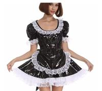 PEIXUEZZHENG White Splicing Maid Cosplay For Lady, Lolita Mini Dress, Fancy Dress With Apron,PINK,S