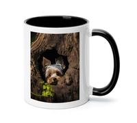 peiyeety A Little Yorkshire Terrier Nestled in A Tree Hole 11oz Inner Color Ceramic Mug Stylish Coffee Mug Smooth Tea Cup for Home Office Gift for Family