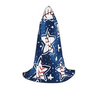 peiyeety Abstract Blue White Star Hooded Cloak For Adult Teenager Halloween Hooded Cape Wizard Robe With Cape Fear
