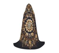 peiyeety Abstract Golden Ethnic Mandala Hooded Cloak For Adult Teenager Halloween Hooded Cape Wizard Robe With Cape Fear