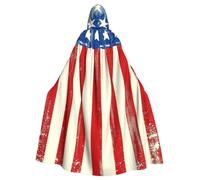 peiyeety America Flags 2 Pattern Unisex Hooded Cloak Costume Cape for Halloween Vampire Witch Cosplay Wizard