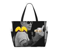peiyeety Anthony Cool Bourdain Large Beach Tote Bag For Women With Zipper & Wet Pocket, Lightweight Foldable Gym Tote For Travel, Grocery, Swim, Sports