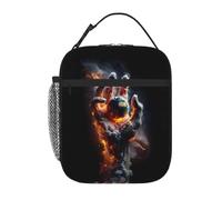 peiyeety Apocalyptic Hand Holding Burning Earth Lunch Box Reusable Leak-Proof Portable Insulated Picnic Office Hiking Fishing Lunch Bag
