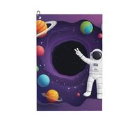 peiyeety Astronaut on Mission in Outer Space Print Golf Towel with Clip 16.1" x 24" Microfiber Golf Bag Towel Accessories Gifts for Men Women