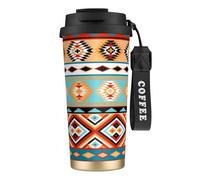 peiyeety Aztec Ethnic Pattern 316 Insulated Mug 17oz Stainless Steel Coffee Tumbler Spill Proof Lid for Hot Cold Drinks