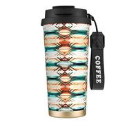 peiyeety Aztec Ethnic Pattern Insulated Mug 17oz Stainless Steel Coffee Tumbler Spill Proof Lid for Hot Cold Drinks