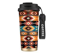 peiyeety Aztec Ethnic Pattern Insulated Mug 17oz Stainless Steel Coffee Tumbler Spill Proof Lid for Hot Cold Drinks