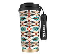 peiyeety Aztec Ethnic Pattern Insulated Mug 17oz Stainless Steel Coffee Tumbler Spill Proof Lid for Hot Cold Drinks