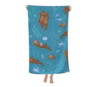 peiyeety Beach Towel Cute Sea Otters Microfiber Beach Towels Blanket Oversized Tropical Big Extra Large XL Pool Towels Quick Dry Sandproof for Women Girls Kids