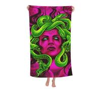 peiyeety Beach Towel Goddess Green Snake Queen Medusa Art Microfiber Beach Towels Blanket Oversized Tropical Big Extra Large XL Pool Towels Quick Dry Sandproof for Women Girls Kids