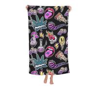 peiyeety Beach Towel Stoned Trippy Drug Theme and Cool Psychedepic Character Microfiber Beach Towels Blanket Oversized Tropical Big Extra Large XL Pool Towels Quick Dry Sandproof for Women Girls Kids