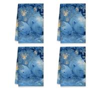 peiyeety Bears Kitchen Towels, Winter Nature Leaves Snow Winter Blue Quick Dry Rags for Cleaning House Holiday Decoration 16x26 Inch (Set of 2)