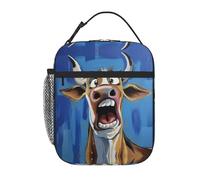 peiyeety Big - Eyed Open - Mouthed Cow Lunch Box Reusable Leak-Proof Portable Insulated Picnic Office Hiking Fishing Lunch Bag