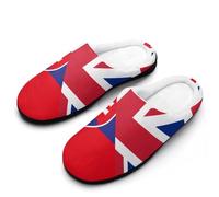 peiyeety Birtish And Slovenia Flag Mens Memory Foam Slippers Lightweight Cotton House Shoes for Indoor Outdoor42-43