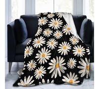 peiyeety Black Colorful Daisy Sunflower White Throw Flannel Blanket for Couch Sofa Bed Camping Soft Air Conditioning Quilt Novelty Gifts 50"x40"