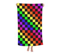 peiyeety Black Rainbow Race Checkered Flag 51 x 32 Inch Bath Towels Oversized Beach Towel for Beach Bathroom Pool