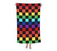 peiyeety Black Rainbow Race Checkered Flag 51 x 32 Inch Bath Towels Oversized Beach Towel for Beach Bathroom Pool