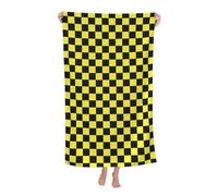 peiyeety Black Yellow Race Checkered Flag 51 x 32 Inch Bath Towels Oversized Beach Towel for Beach Bathroom Pool