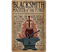 peiyeety Blacksmith Knowledge Metal Signs Vintage Blacksmith Master of The Forge Retro Poster Wall Art Decor for Home Living Room Club Kitchen Cafe Bar Decor Plaque 12x16 Inches