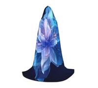 peiyeety Blue Flowers of the Galaxy Hooded Cloak For Adult Teenager Halloween Hooded Cape Wizard Robe With Cape Fear