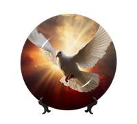 peiyeety Bone China Decorative Plate with Display Dove Sun Art Ceramic Plates Crafts Art Decor Dessert Ceramic Ornament Porcelain for Living Room Kitchen Table Home Decor