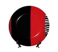 peiyeety Bone China Decorative Plate with Display Red Leopard Zebra Ceramic Plates Crafts Art Decor Dessert Ceramic Ornament Porcelain for Living Room Kitchen Table Home Decor