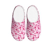 peiyeety Breast Cancer Awareness Plush Slipper Man Women Furry Cotton Shoe Lounge Casual Step In Slippers Anti Skid Warm Shoes