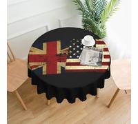 peiyeety British American Flag Round Table Cloth 60 Inch Waterproof Splash Resistant Wrinkle Tablecloth Kitchen Table for Indoor Outdoor Restaurant Decor
