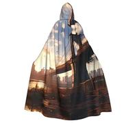 peiyeety Brooklyn Bridge Prints Adult Hooded Cape Cloak for Halloween Costume Parties and More