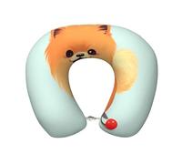 peiyeety Cartoon Pomeranian Dog Travel Pillow Memory Foam - Comfortable U Shape Neck Pillows for Sleeping, Neck and Head Support Portable Airplane Pillow Adjustable Flight Pillow, Washable Cover