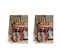 peiyeety Cat Kitchen Towels, Cozy Rustic Rocking Chair Stockings Winter Red Soft Hand Dish Towels Countertop Decor 16x26 Inch (Set of 1)
