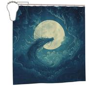 peiyeety Celestial Dragon Moonlight Starry Shower Curtain Basics Waterproof for Bathroom Decor 72x72 in Iron