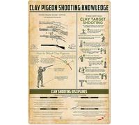 peiyeety Clay Pigeon Shooting Knowledge Metal Tin Signs Clay Pigeon Shooting Information Retro Poster Popular Science Educational Charts Wall Plaques Decor For Home Classroom Room Office 12x16 Inch