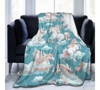 peiyeety Clouds Unicorns Throw Flannel Blanket for Couch Sofa Bed Camping Soft Air Conditioning Quilt Novelty Gifts 50"x40"