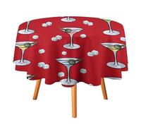 peiyeety Cocktail Glasses Red Print Round Tablecloth Waterproof Tablecloths Summer Tablecovers Outdoor Tablecloths Anniversary 60x60in