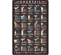 peiyeety Cocktail Knowledge Metal Tin Sign Classic Cocktail Recipes Aluminum Poster Home Kitchen Bar Cafe Club Wall Decoration Plaque 12x18 inches
