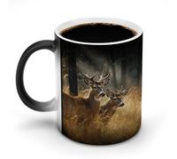 peiyeety Cold Heat Color Changing Cup Personalized Coffee Mugs Discoloration Mug Premium Nature Wild Animal Deers Ceramic Mugs Funny Magic Fashion Tea Cups for Daily Use Festivals Gifts