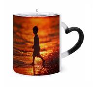 peiyeety Color Changing Mug, Chasing The Sun's Shadow Pattern Heat Sensitive Magic Cup - Ceramic Coffee Mug for Men & Women, Funny Christmas Birthday Gift