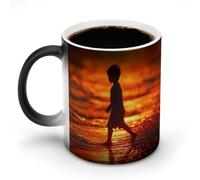 peiyeety Color Changing Mug, Chasing The Sun's Shadow Pattern Heat Sensitive Magic Cup - Ceramic Coffee Mug for Men & Women, Funny Christmas Birthday Gift