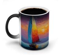 peiyeety Color Changing Mug, Colorful Tides Pattern Heat Sensitive Magic Cup - Ceramic Coffee Mug for Men & Women, Funny Christmas Birthday Gift