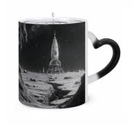 peiyeety Color Changing Mug, The Romantic Astronaut Pattern Heat Sensitive Magic Cup - Ceramic Coffee Mug for Men & Women, Funny Christmas Birthday Gift